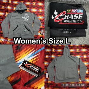 NASCAR Chase Authentics Gray Zip Up Hoodie #88 Dale Earnhardt Jr Womens Size L